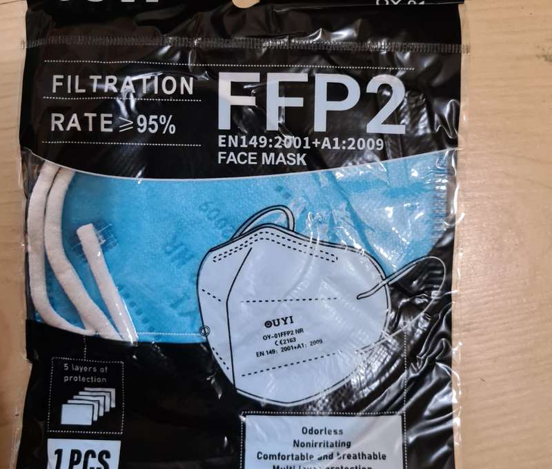 Respirátor FFP2 - farebný, bledomodrý