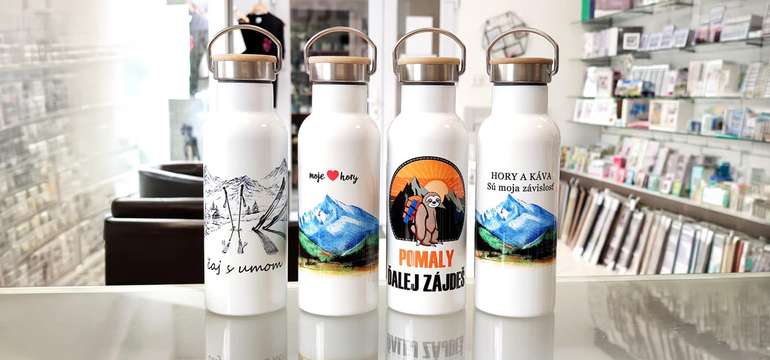 Slovenské turistické termo fľaŠe a plechovky s krásnymi motívmi