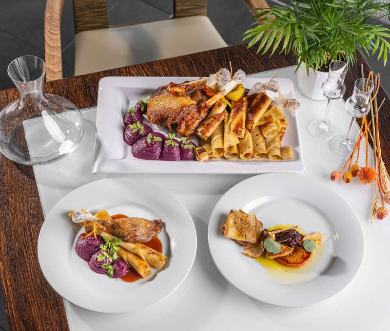 Chrumkavé kačacie hody s výhľadom na Bratislavu v Restaurant Parlament