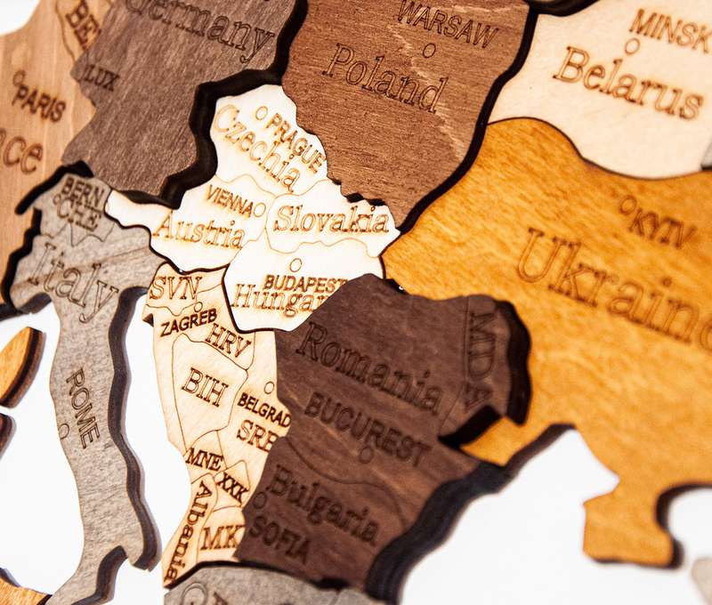 3D Drevená puzzle mapa sveta 