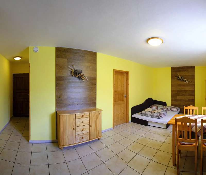 Každý apartmán má kompletne vybavenú kuchynskú linku.