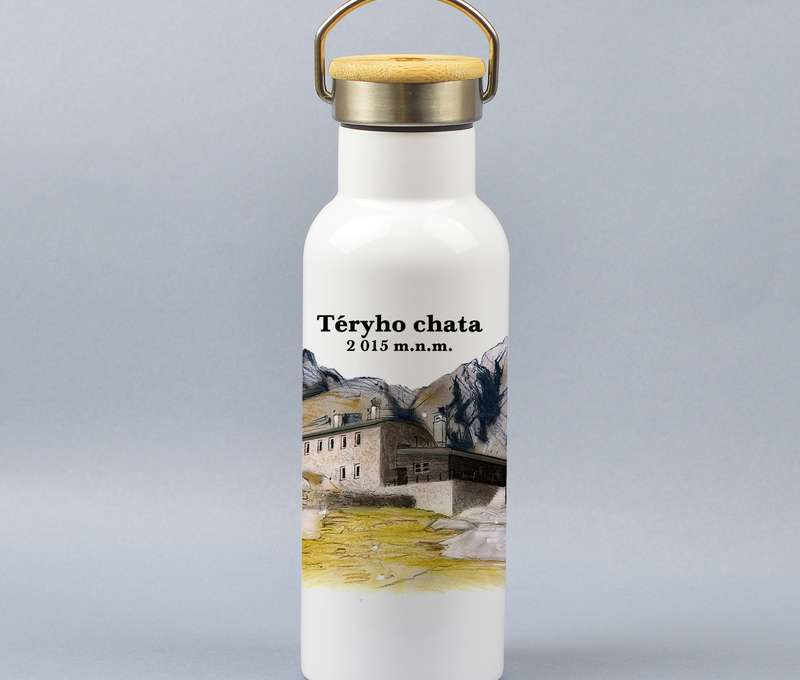 Turistická termoplechovka (500 ml) - kov, bambus
