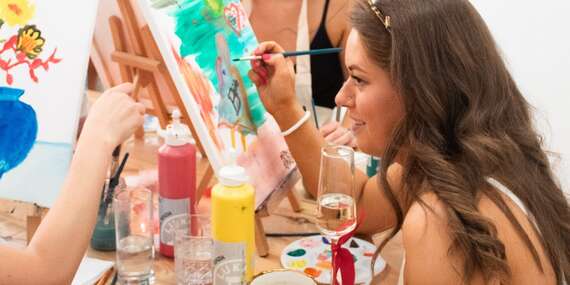 Zážitkový workshop maľovania v Ateliéri LENSY v centre Košíc s neobmedzeným Proseccom alebo vareným vínom/Košice