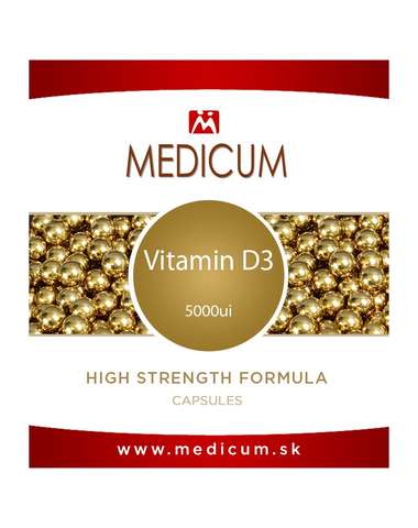 Vitamín D3 značky MEDICUM, 5000 IU