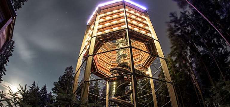 Neotřelý výhled na Lipno nabízí populární Stezka v korunách stromů