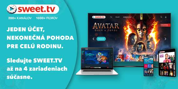 EXTRA CENA: Predplatné online TV, prémiových filmov a rozprávok na SWEET.TV s viac ako 200 kanálmi/Slovensko