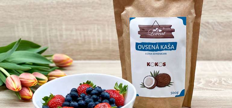 Fitness ovsená kaša LOVEAT s chia semienkami – kokosová 500 g