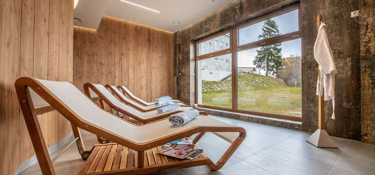 Prostorná sauna v novém wellness centru v GRAND HOTEL BELLEVUE****