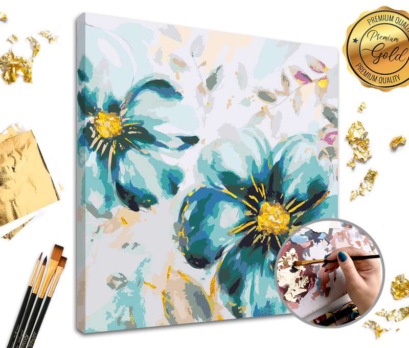 Maľovanie podľa čísel PREMIUM GOLD – Zabudnuté nezábudky 50x50 cm