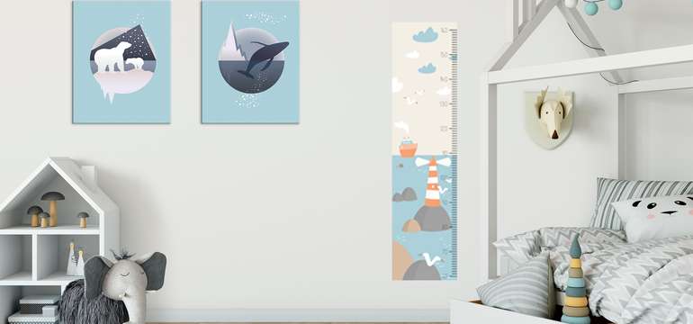 Rastúci meter + séria 2 canvas obrazov (30 x 40 cm), sada Severný pól
