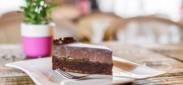 Cheesecake v Le Papillon Restaurant