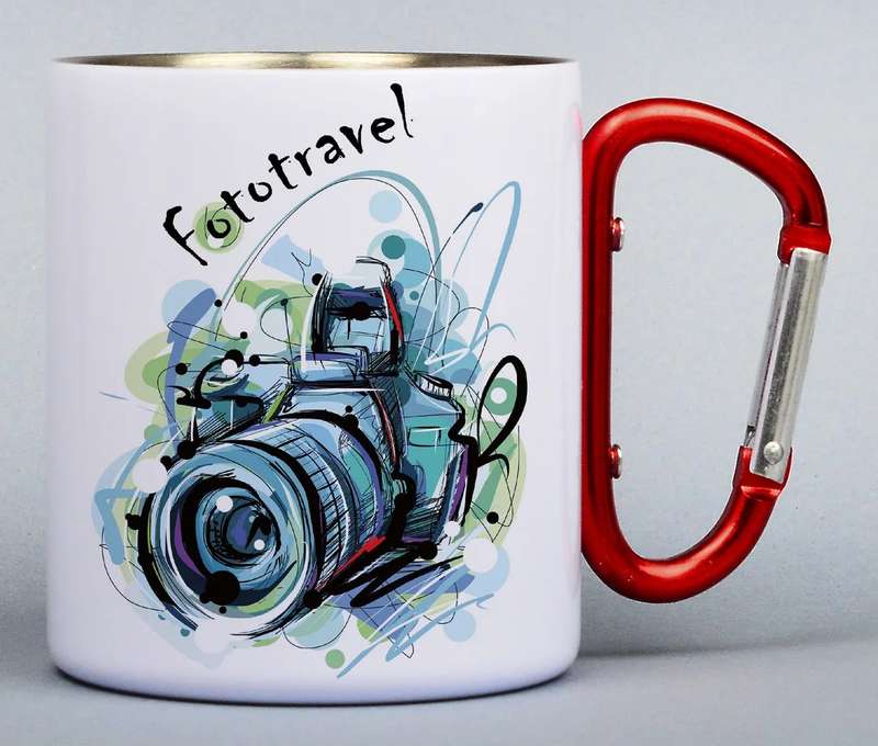 Turistický nerezový termohrnček - biely (300 ml)