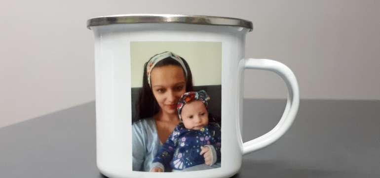 Plechový smaltovaný hrnček 355 ml (výška 80 mm, priemer 87 mm)