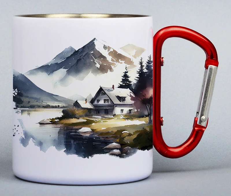 Turistický nerezový termohrnček - biely (300 ml)