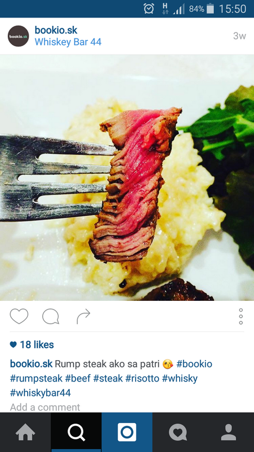 Použitie hashtagov na profile Bookio.sk na Instagrame