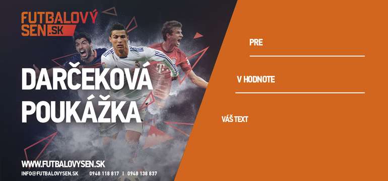 Darčekové poukážky na ľubovoľné futbalové zájazdy CK Futbalový sen
