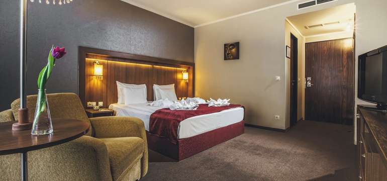 Izby Standard majú balkón/terasu, wifi, LCD TV, sejf, minibar a v lete klimatizáciu