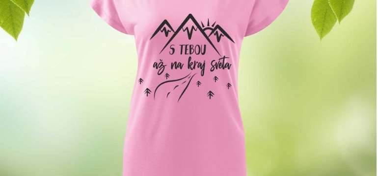 Dámske tričko-šaty s lodičkovým výstrihom - motív S tebou