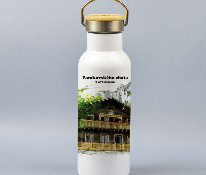 Turistická termoplechovka (500 ml) - kov, bambus