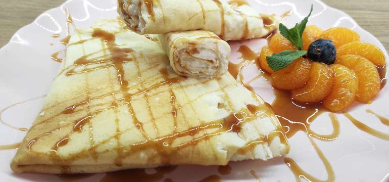 Palacinky tvarohové s mandarínkami