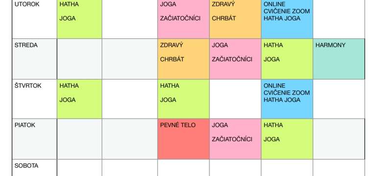 Rozvrh cvičení