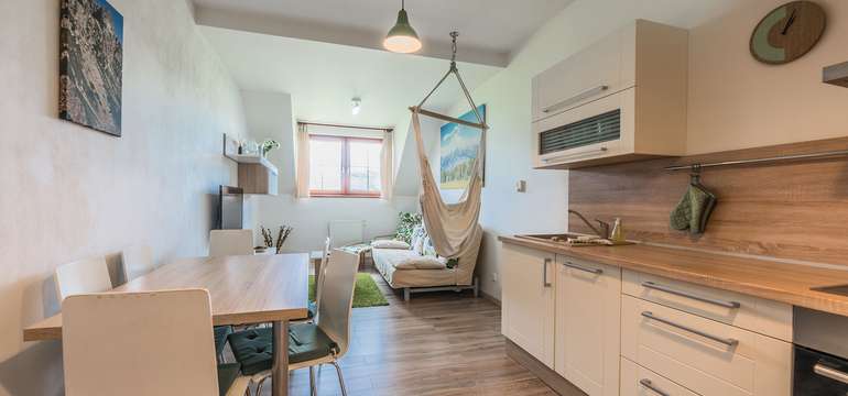 Ubytovanie  v 28 moderne zariadených, dvojlôžkových apartmánoch v 3 kategóriách